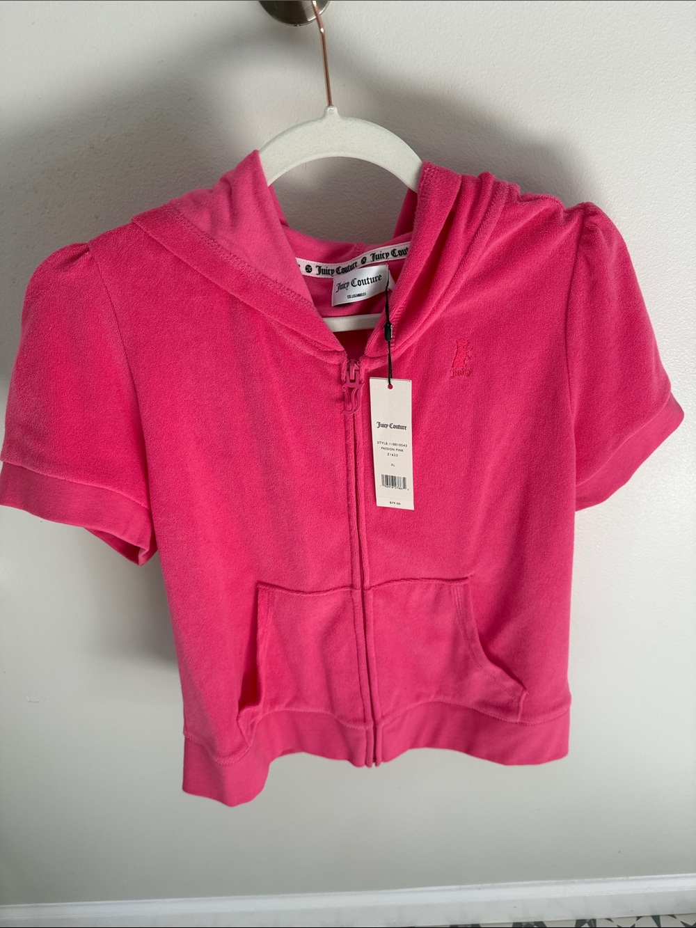 NWT Juicy Couture Pink Short-Sleeve Hooded Zip-Up